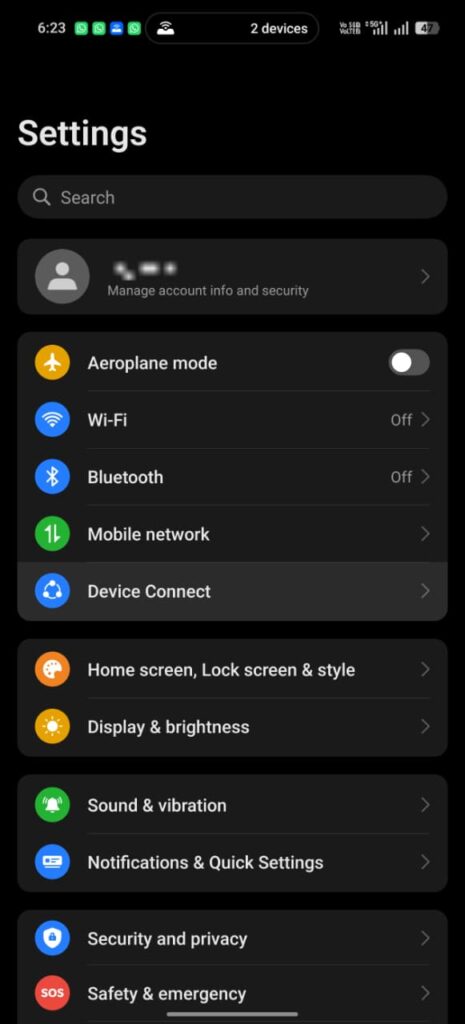 Open Settings