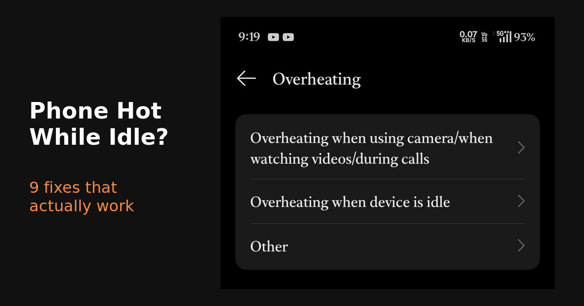 Android phone overheating settings screen