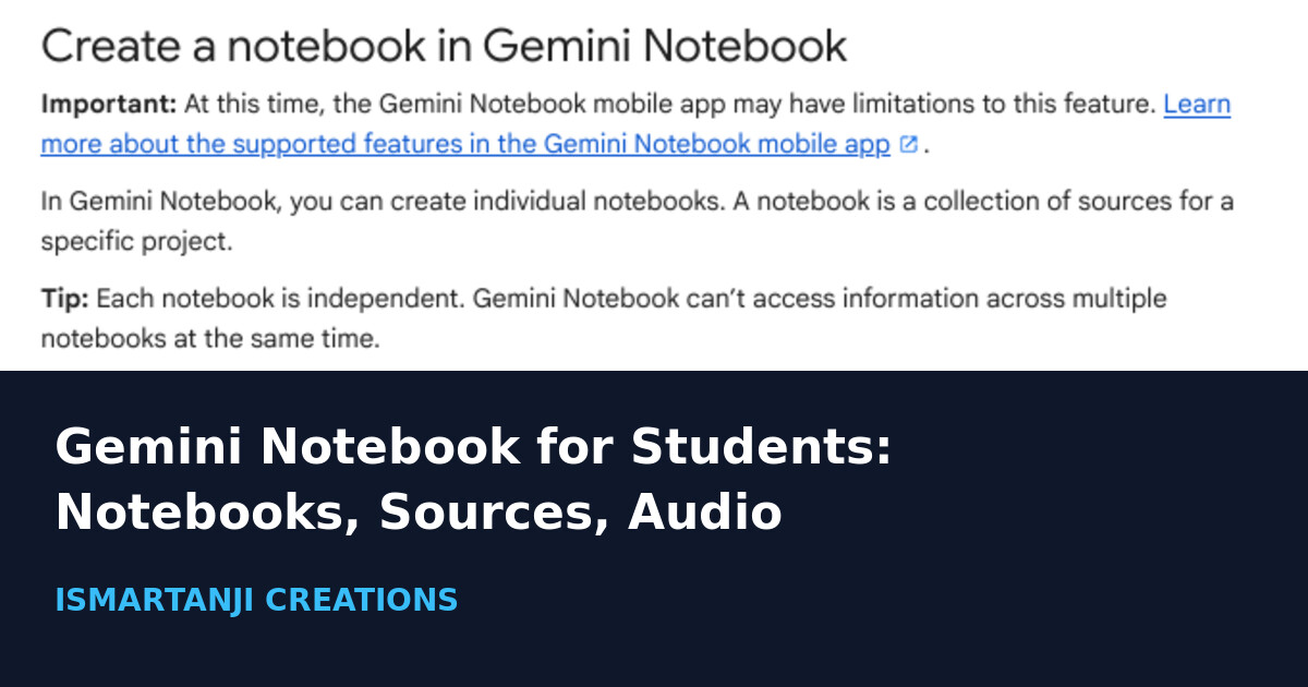Gemini Notebook guide cover with the Google Help page Create a notebook in Gemini Notebook