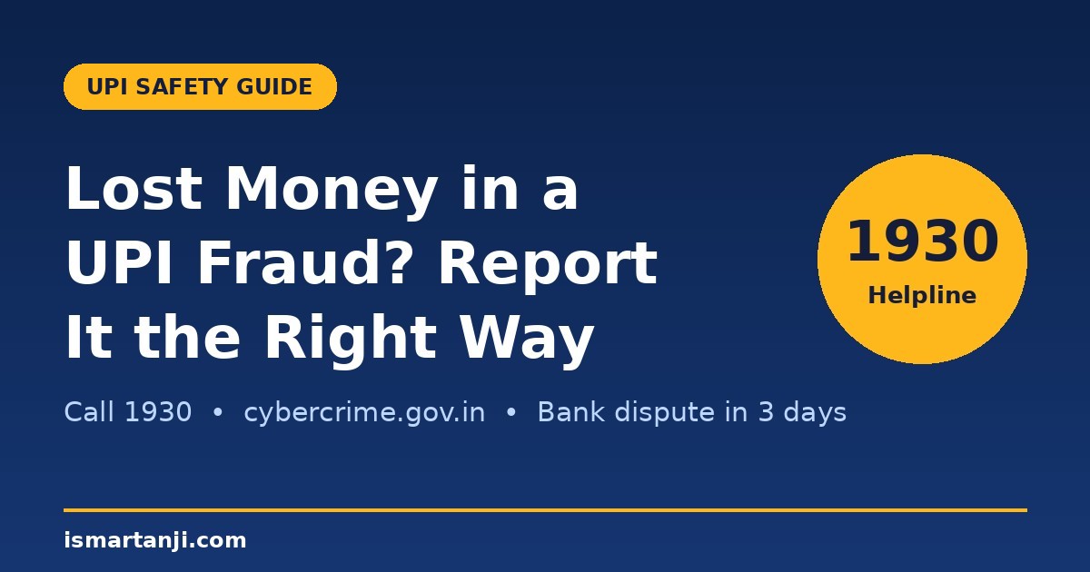 Guide to reporting UPI fraud in India: call 1930, file on cybercrime.gov.in and dispute with your bank within 3 days